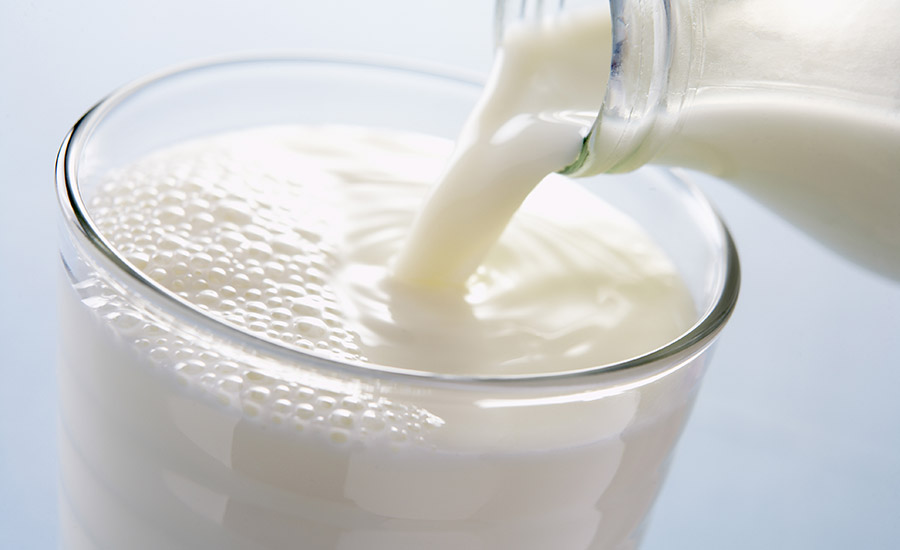 glass of milk being poured
