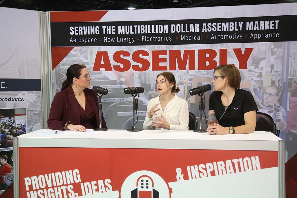 three women recording a podcast at ASSEMBLY show