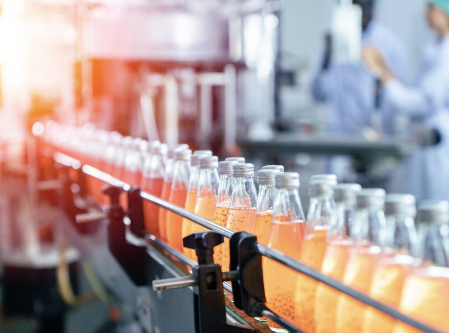 Production line of beverages in a food plant